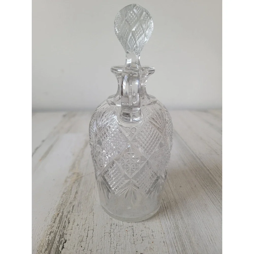 Vintage cut glass decanter clear collection bottle home decor‎